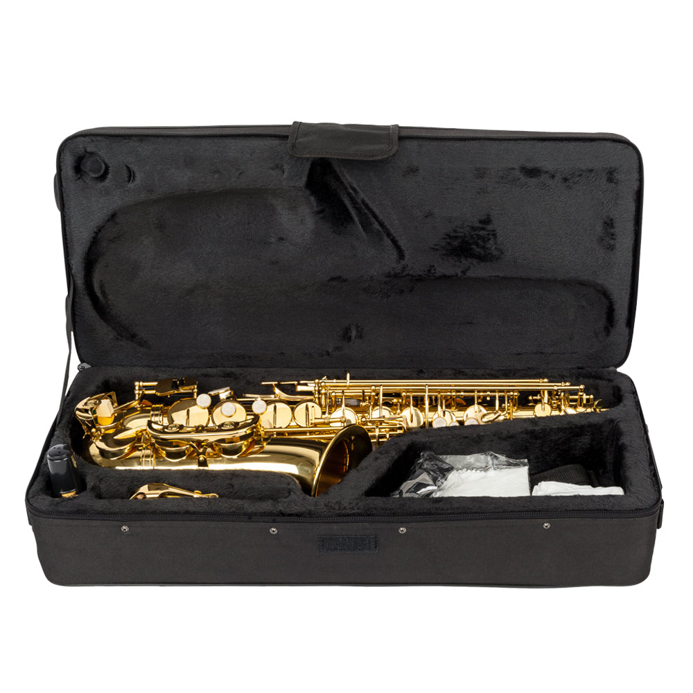 Szzzp Stylish Mid-range Alto Drop E Lacquered Golden Saxophone Painted Golden Tube with Carve Patterns