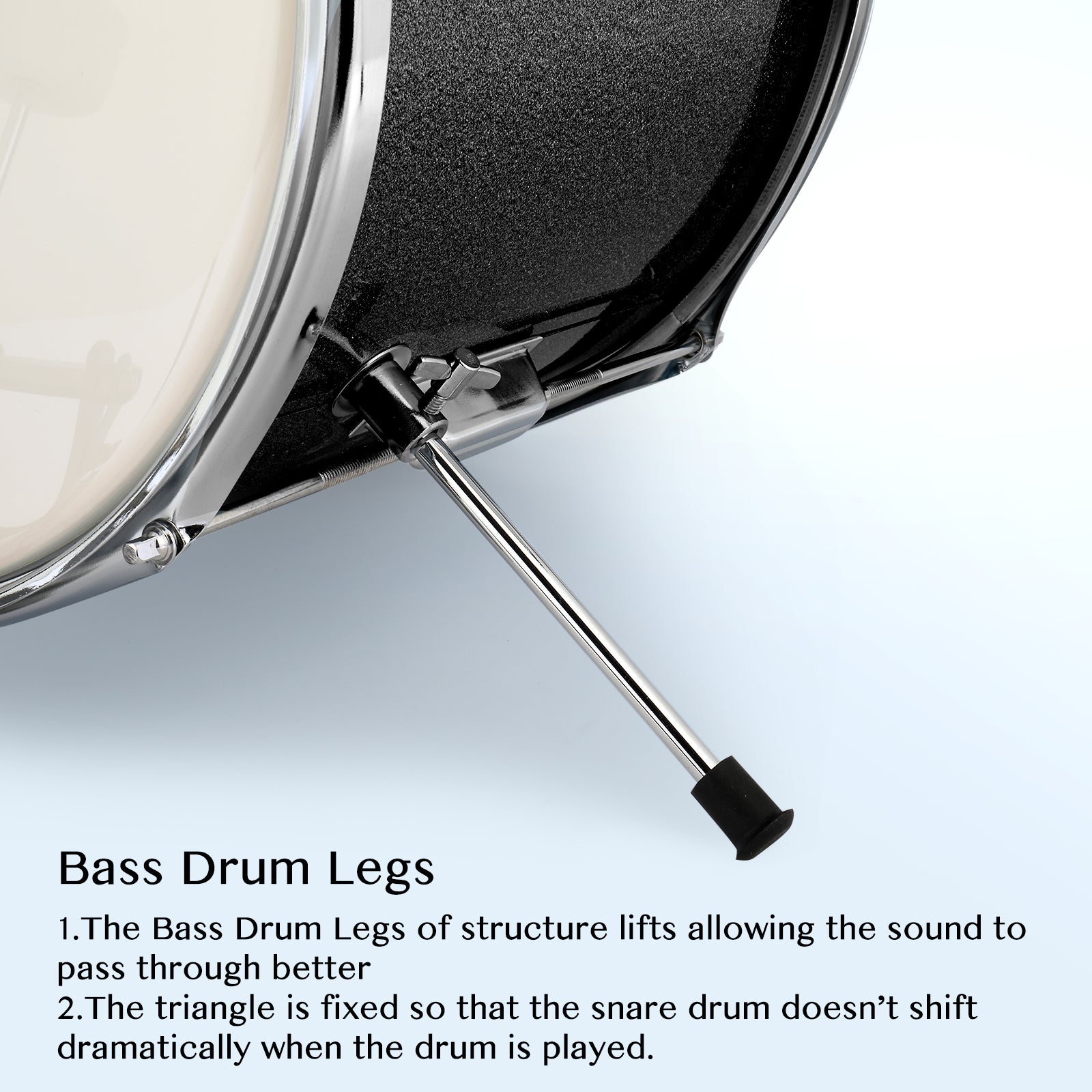 Szzzp 14"x10" 3-Pieces Junior Kids Drum Set Kit Pedal Drum Stick Wrench Drum Stool Black