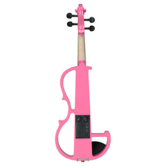 Szzzp Full Size 4/4 Bunnel Edge Electric Silent Violin with Case Bow Rosin Headphone Connecting Line Pink