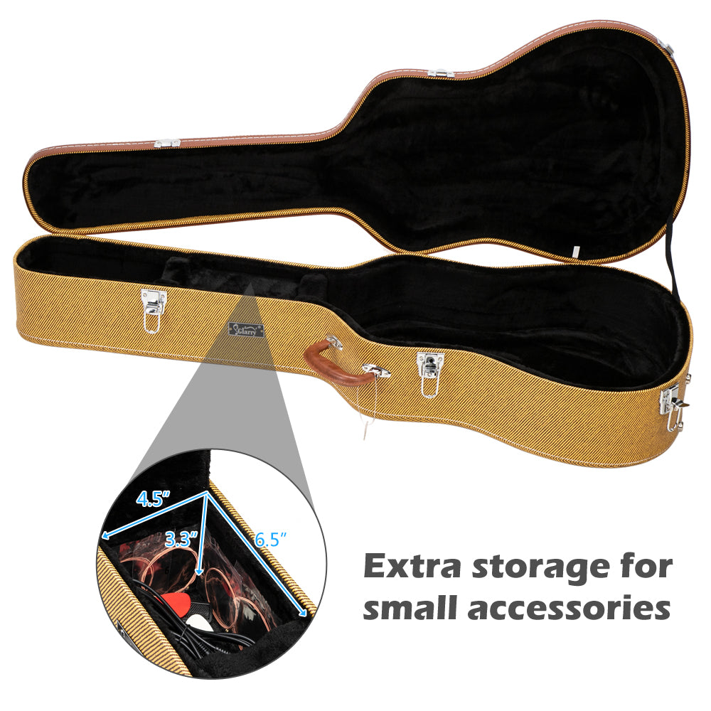 Szzzp 41" Folk Guitar Hardshell Carrying Case Fits Most Acoustic Guitars Microgroove Flat - Yellow