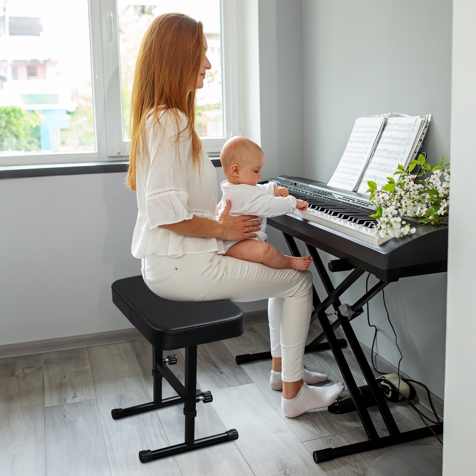 Szzzp Electric Keyboard Piano Padded Cushion Leather Bench for Musicians Use at The Show or at Home