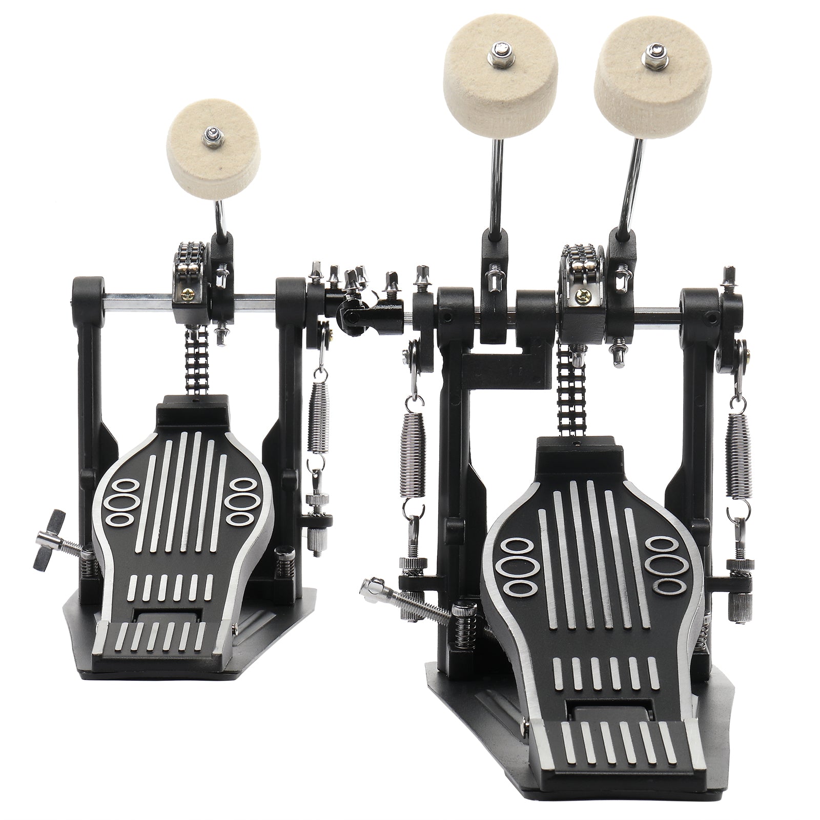 Szzzp Wool Felt Hammer Double Drum Pedal Professional Double Bass Drum Pedal Black