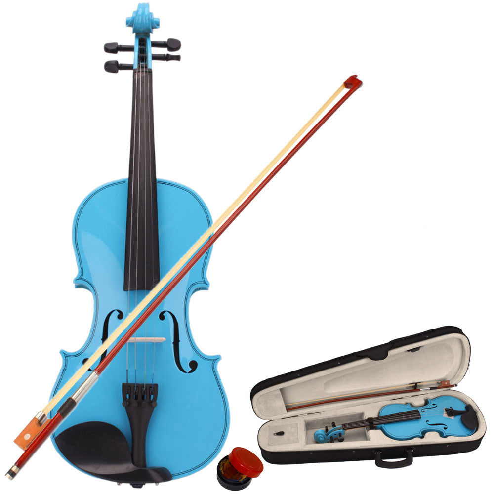 Szzzp 4/4 Acoustic Violin Case Bow Rosin - Blue