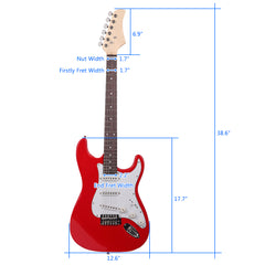 Szzzp Rosewood Fingerboard Electric Guitar with Shoulder Strap / Guitar Bag - Red