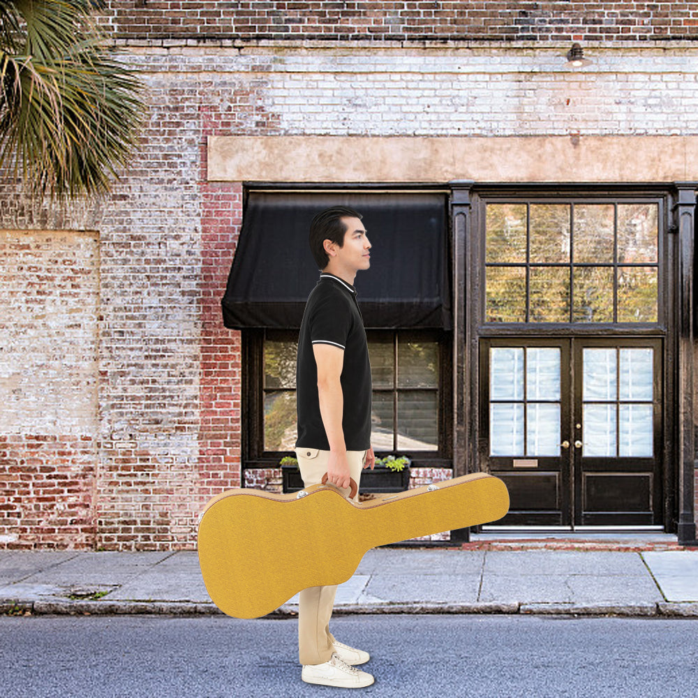 Szzzp 41" Folk Guitar Hardshell Carrying Case Fits Most Acoustic Guitars Microgroove Flat - Yellow