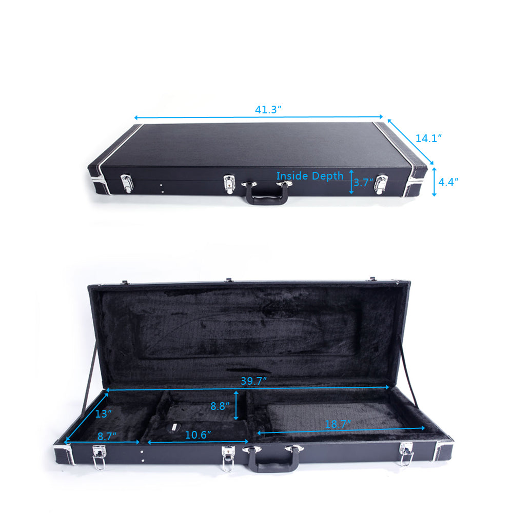 Szzzp ST High Grade Electric Guitar Square Hard Case Microgroove Flat - Black