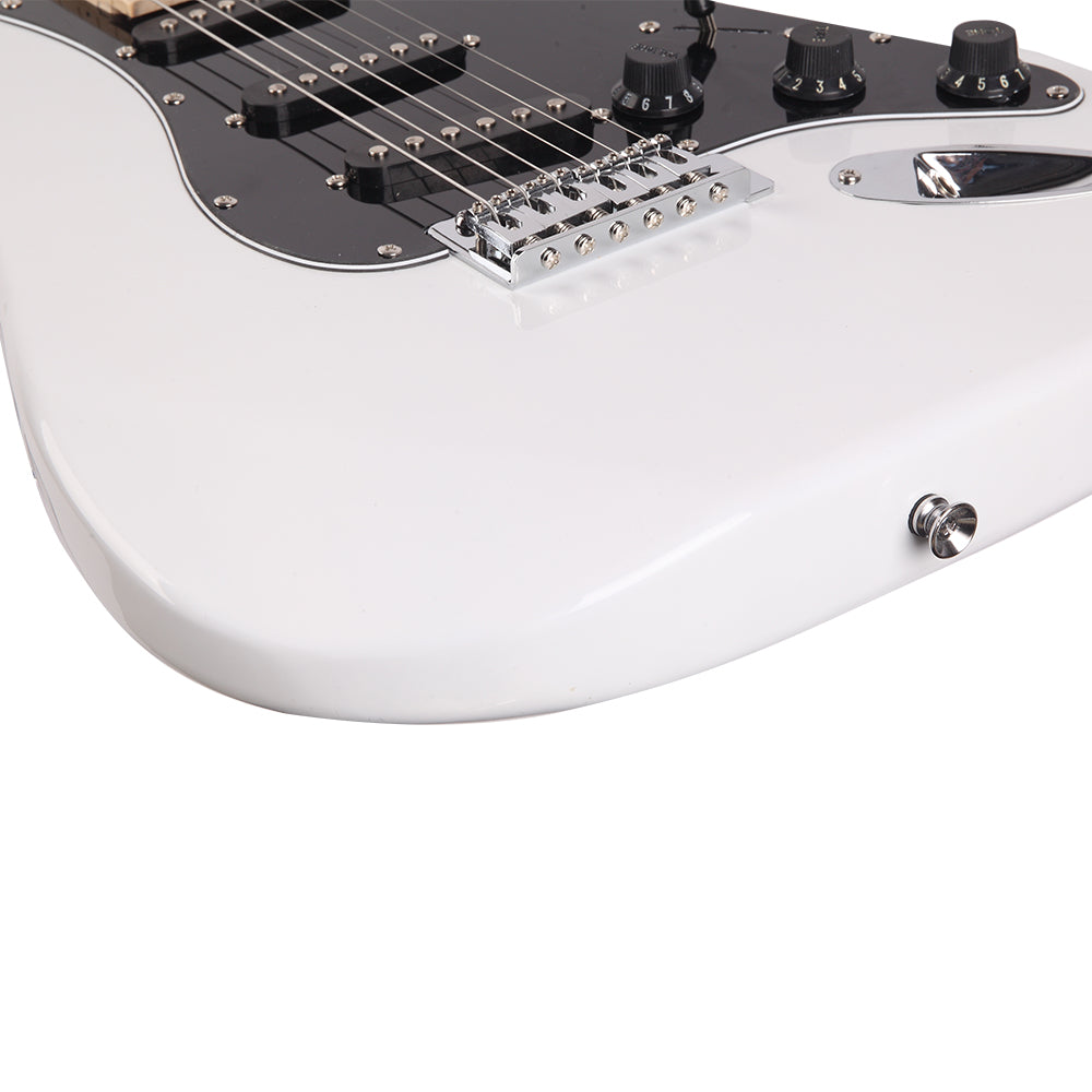 Szzzp ST Stylish Electric Guitar with Black Pickguard - White