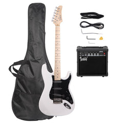 Glarry GST Electric Guitar w/20W Amplifier - White