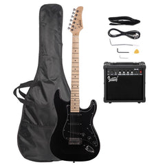 Glarry GST Electric Guitar w/20W Amplifier - Black
