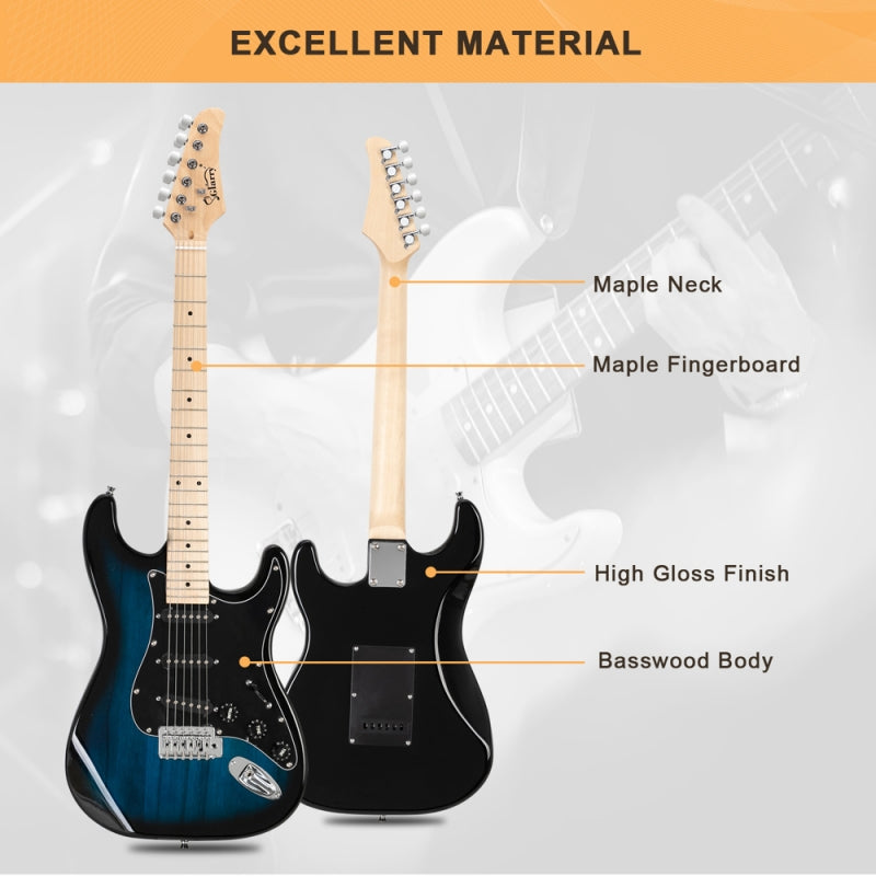 Glarry GST Electric Guitar w/20W Amplifier - Blue