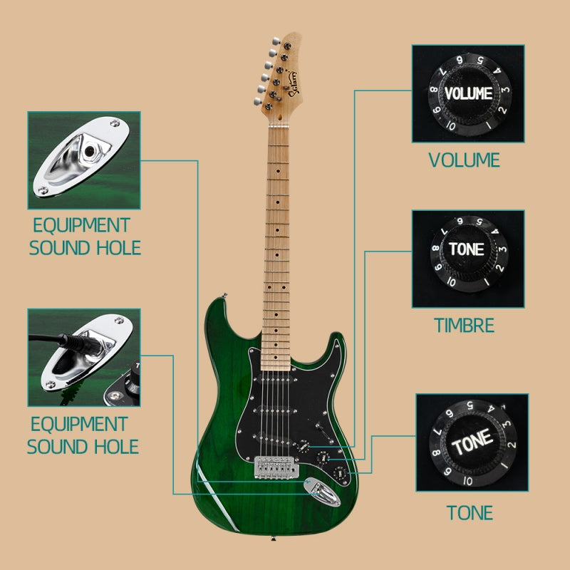 Glarry GST Electric Guitar w/20W Amplifier - Green