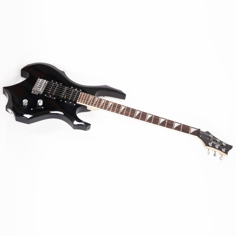 Glarry 36inch Burning Fire Style Black Electric Guitar w/ 20W Amplifier