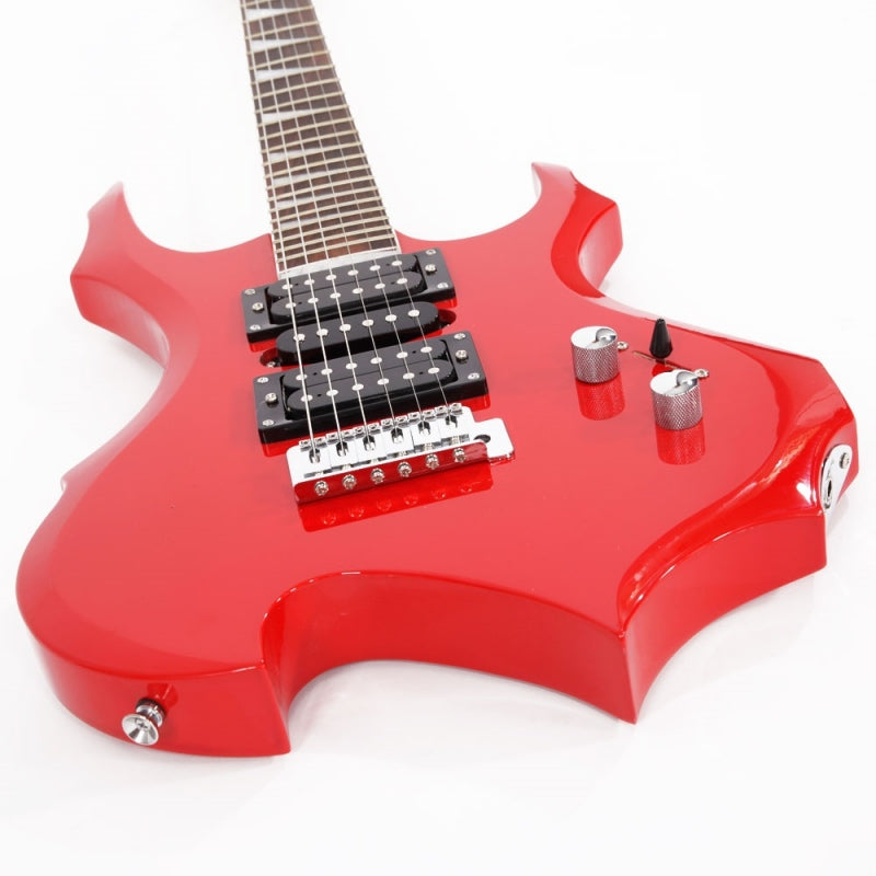 Glarry 36inch Burning Fire Style Red Electric Guitar w/ 20W Amplifier