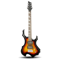 Glarry 36inch Burning Fire Style Sunset Electric Guitar w/ 20W Amplifier