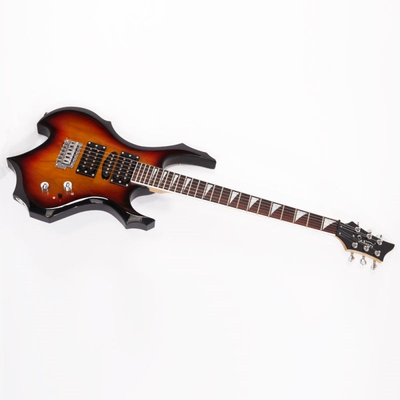 Glarry 36inch Burning Fire Style Sunset Electric Guitar w/ 20W Amplifier