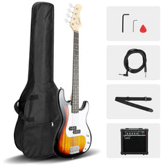 Glarry GP Electric Bass Guitar Sunset w/ 20W Amplifier - Sunset