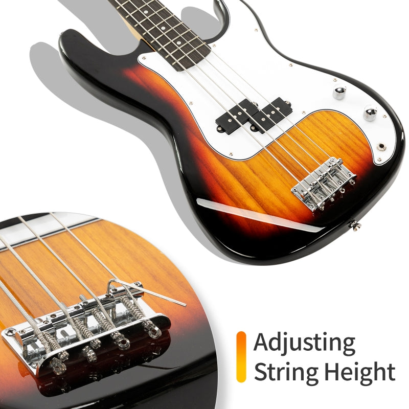 Glarry GP Electric Bass Guitar Sunset w/ 20W Amplifier - Sunset