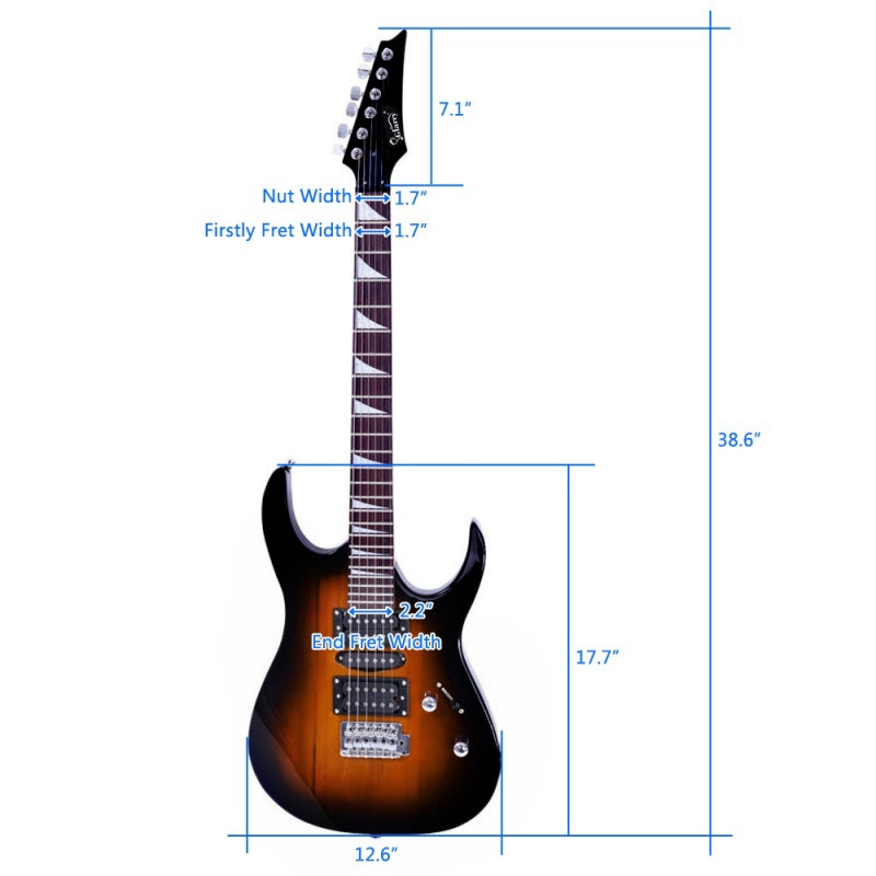 Glarry 170 Type Electric Guitar w/ 20W Amplifier - Sunset