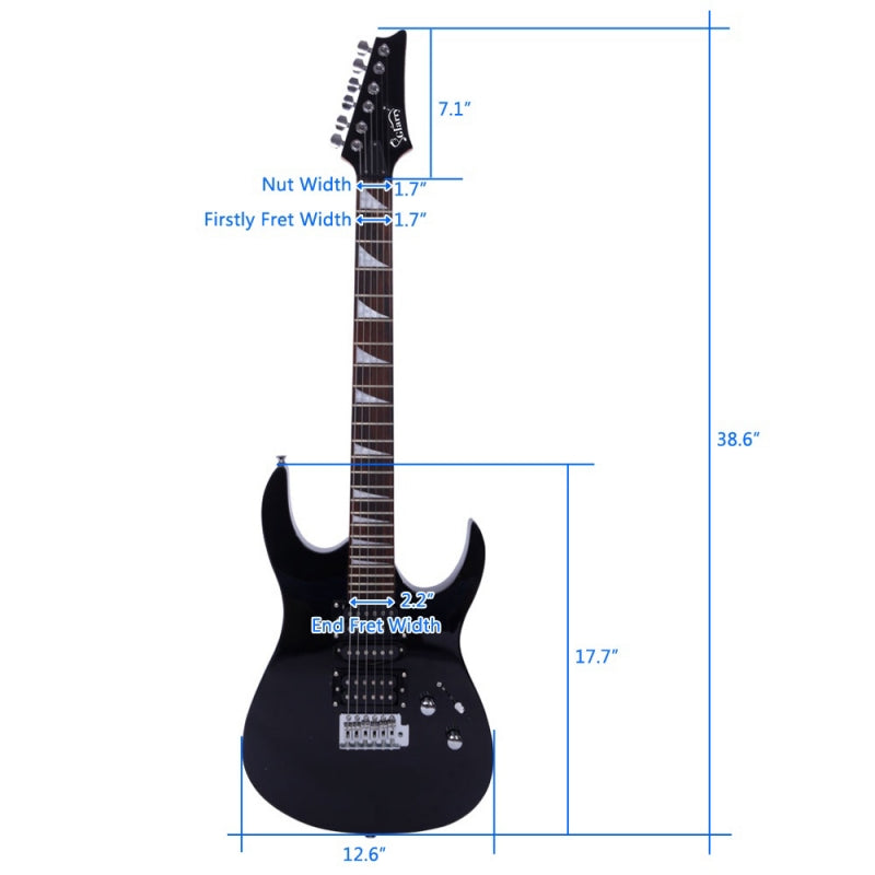 Glarry 170 Type Electric Guitar w/ 20W Amplifier - Black