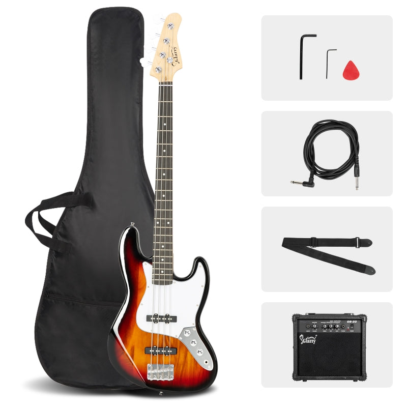 Glarry GJazz Electric Bass Guitar w/20W Amplifier - Sunset