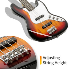 Glarry GJazz Electric Bass Guitar w/20W Amplifier - Sunset