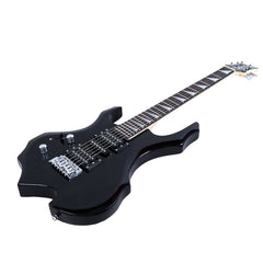 Glarry Burning Fire 36inch Left Handed Electric Guitar - Black