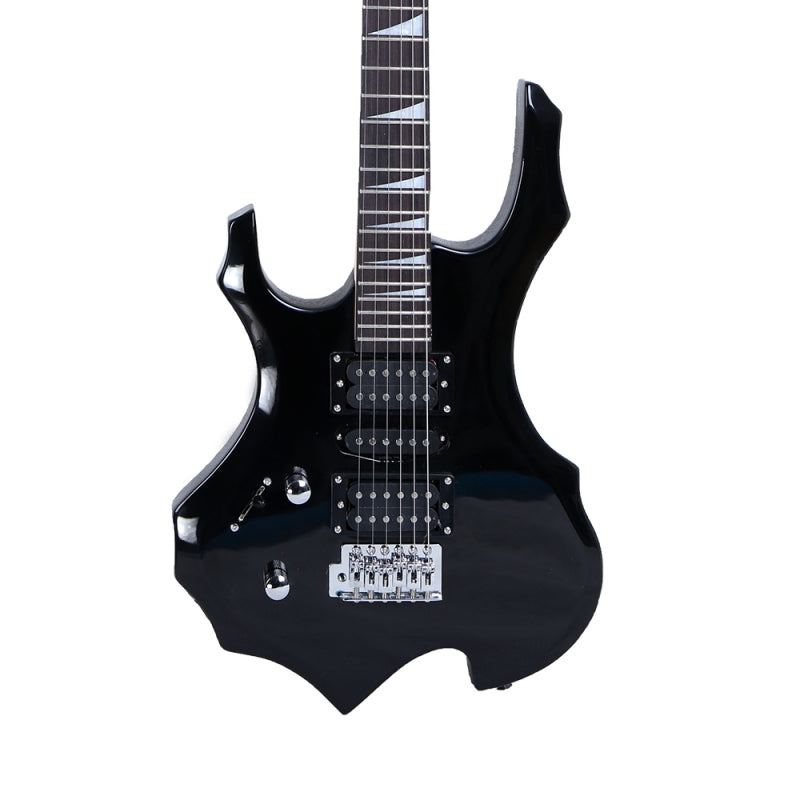 Glarry Burning Fire 36inch Left Handed Electric Guitar - Black