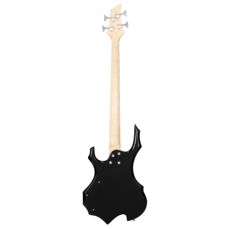 Glarry Burning Fire Electric Bass Guitar Full Size 4 String - Black