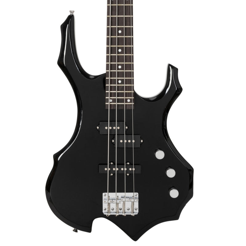 Glarry Burning Fire Electric Bass Guitar Full Size 4 String - Black