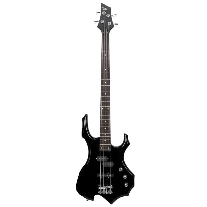 Glarry Burning Fire Electric Bass Guitar Full Size 4 String - Black