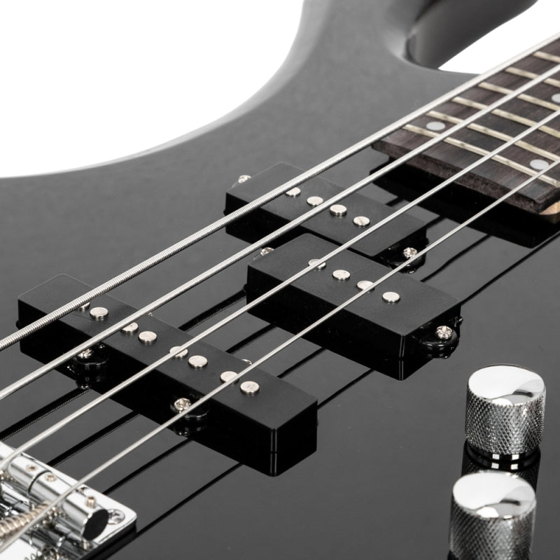 Glarry Burning Fire Electric Bass Guitar Full Size 4 String - Black