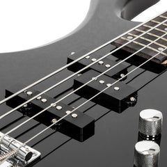 Glarry Burning Fire Electric Bass Guitar Full Size 4 String - Black