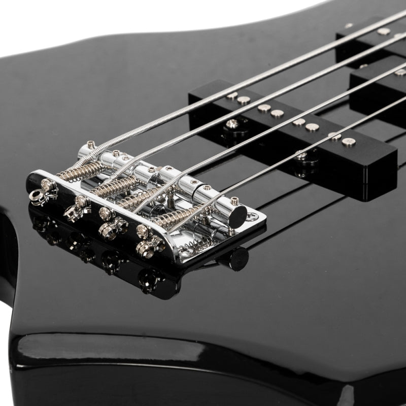 Glarry Burning Fire Electric Bass Guitar Full Size 4 String - Black