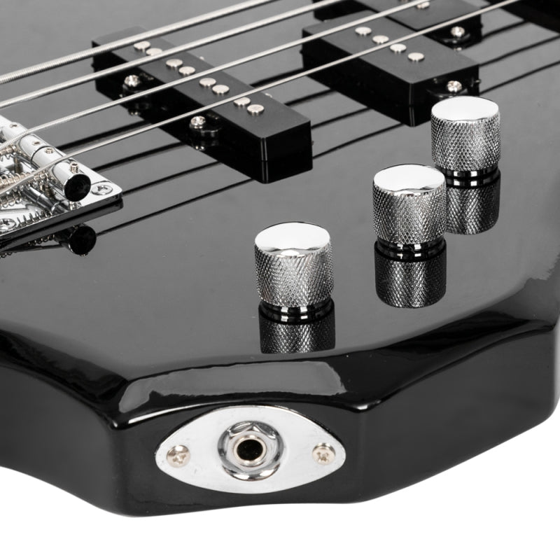 Glarry Burning Fire Electric Bass Guitar Full Size 4 String - Black