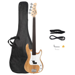 Glarry Fretless Electric Bass Guitar Full Size 4 String for experienced Bass Players - Burlywood