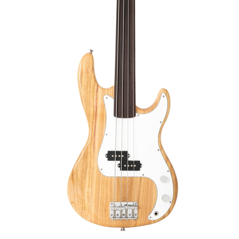 Glarry Fretless Electric Bass Guitar Full Size 4 String for experienced Bass Players - Burlywood