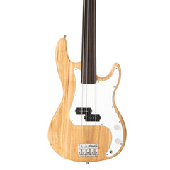 Glarry Fretless Electric Bass Guitar Full Size 4 String for experienced Bass Players - Burlywood