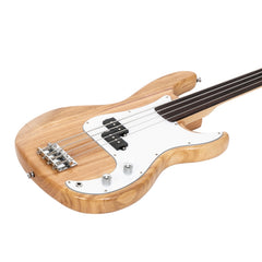 Glarry Fretless Electric Bass Guitar Full Size 4 String for experienced Bass Players - Burlywood