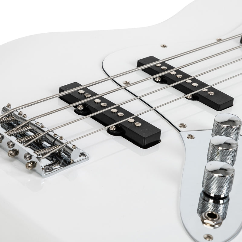 Glarry GJazz Electric Bass Guitar White pickguard - White