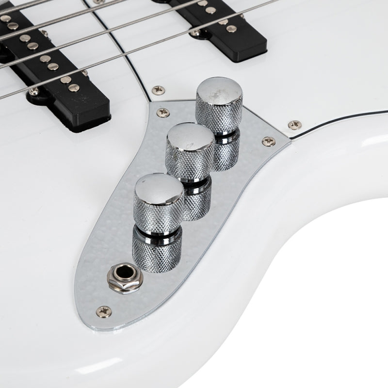 Glarry GJazz Electric Bass Guitar White pickguard - White
