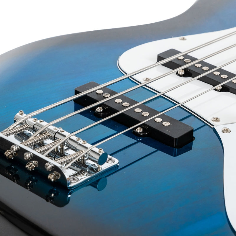 Glarry GJazz Electric Bass Guitar White pickguard - Blue