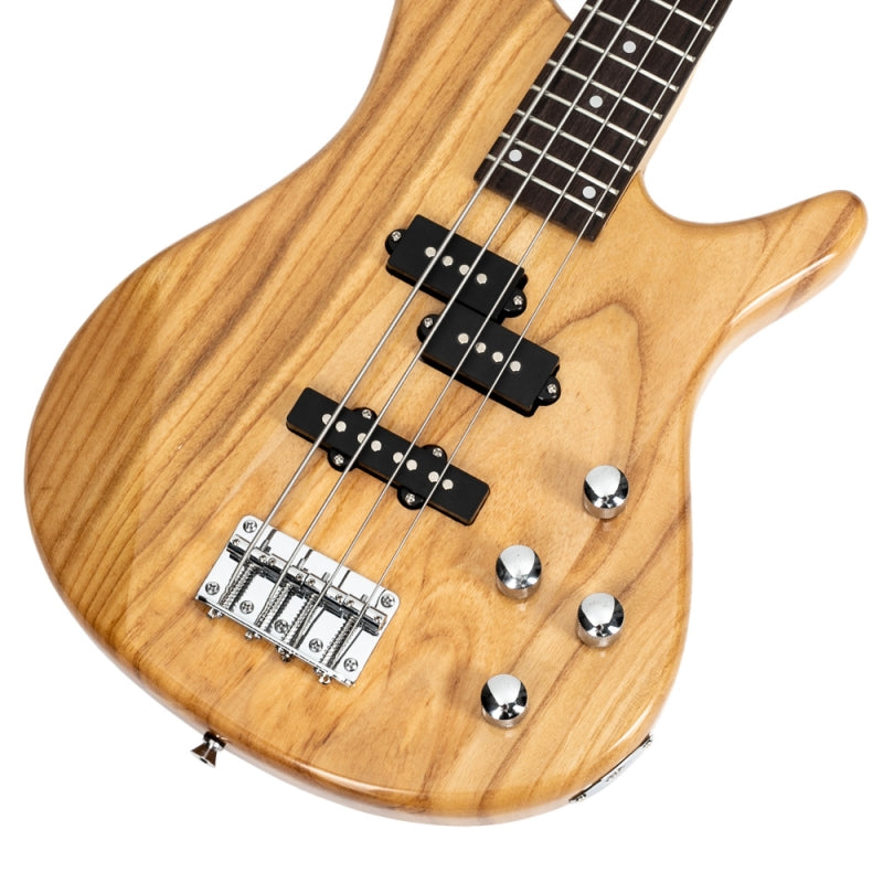 Glarry GIB 4 String Bass Guitar Full Size SS pickups w/20W Amplifier - Burlywood