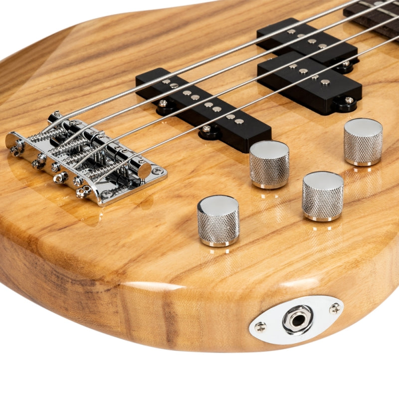 Glarry GIB 4 String Bass Guitar Full Size SS pickups w/20W Amplifier - Burlywood