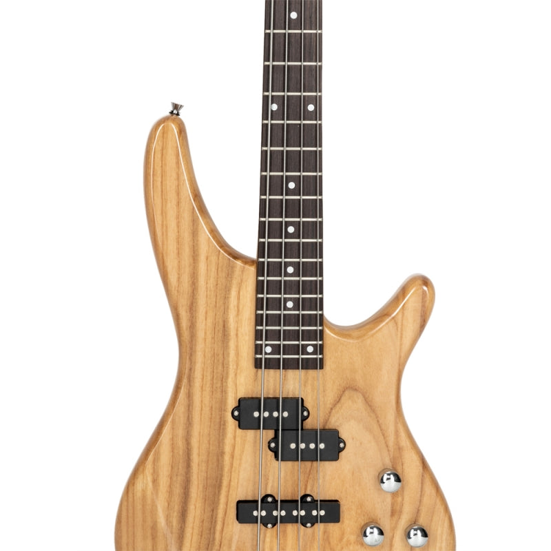 Glarry GIB 4 String Bass Guitar Full Size SS pickups w/20W Amplifier - Burlywood