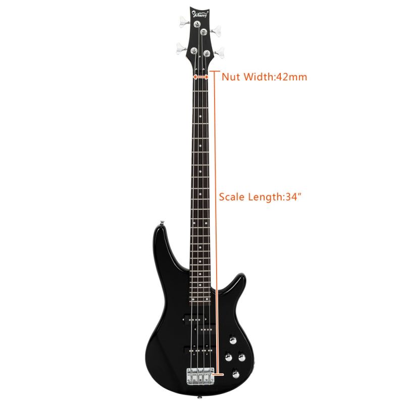 Glarry GIB 4 String Bass Guitar Full Size - Black