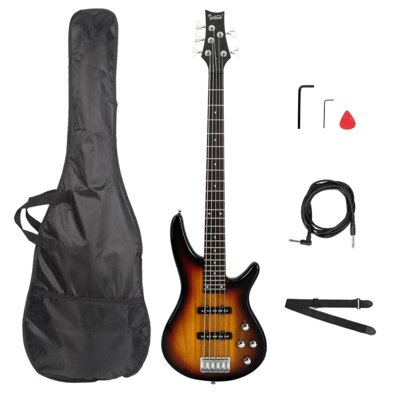 Glarry GIB 5 String Electric Bass Guitar Full Size SS Pick-up - Sunset
