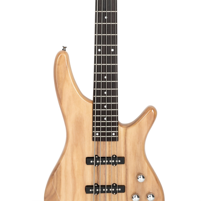 Glarry GIB 5 String Electric Bass Guitar Full Size SS Pick-up - Burlywood