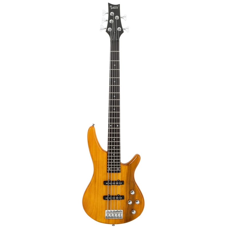 Glarry GIB 5 String Electric Bass Guitar Full Size SS Pick-up - Yellow