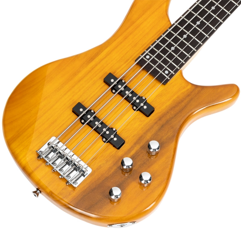 Glarry GIB 5 String Electric Bass Guitar Full Size SS Pick-up - Yellow