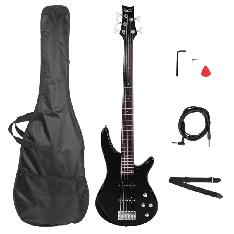 Glarry GIB 5 String Electric Bass Guitar Full Size SS Pick-up - Black